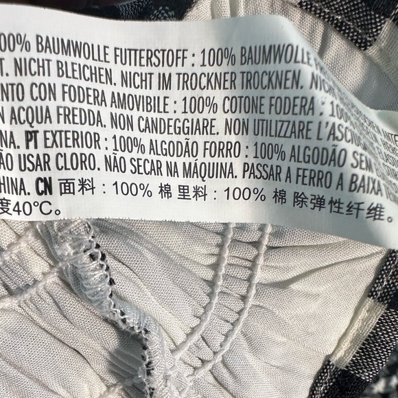 Endless Rose XS Black White Gingham Smocked Puff Sleeve Mini Dress Cotton Boho! - Picture 9 of 9